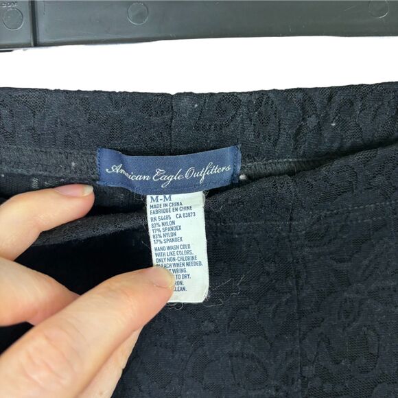 American Eagle Sheer Black Lace Brocade Ankle Legging Pants Women's Medium - Picture 5 of 5